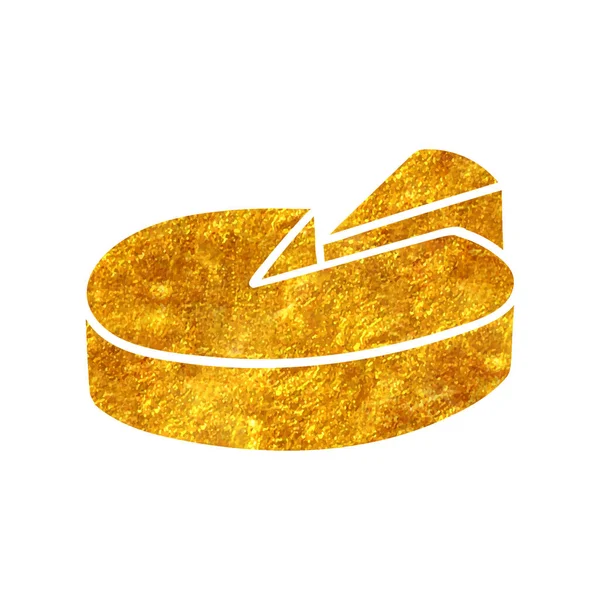 金箔纹理矢量插图中的手绘饼图图标 — 图库矢量图片