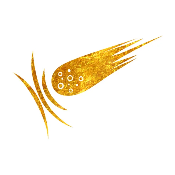 Ručně Kreslená Ikona Komety Zlaté Fólii Vektorové Ilustrace — Stockový vektor