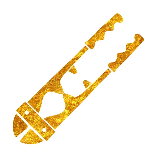 Handgezeichnetes Drahtschneidesymbol Goldfolie Textur Vektor Illustration — Stockvektor