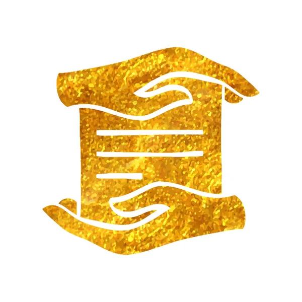 Ícone Proteção Dados Desenhado Mão Ilustração Vetorial Textura Folha Dourada —  Vetores de Stock
