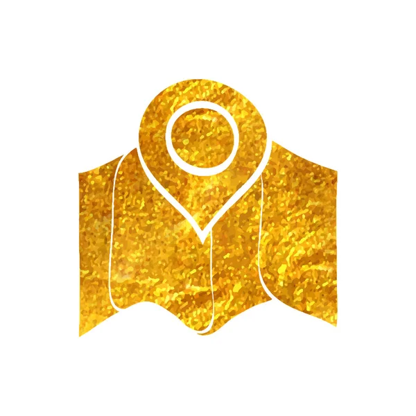 Handgezeichnetes Straßenkarten Symbol Goldfolie Textur Vektor Illustration — Stockvektor