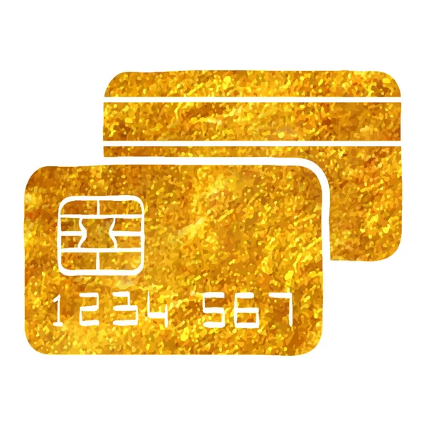 Χειροποίητο Εικονίδιο Πιστωτικής Κάρτας Χρυσό Φύλλο Υφής Διάνυσμα Εικονογράφηση — Διανυσματικό Αρχείο