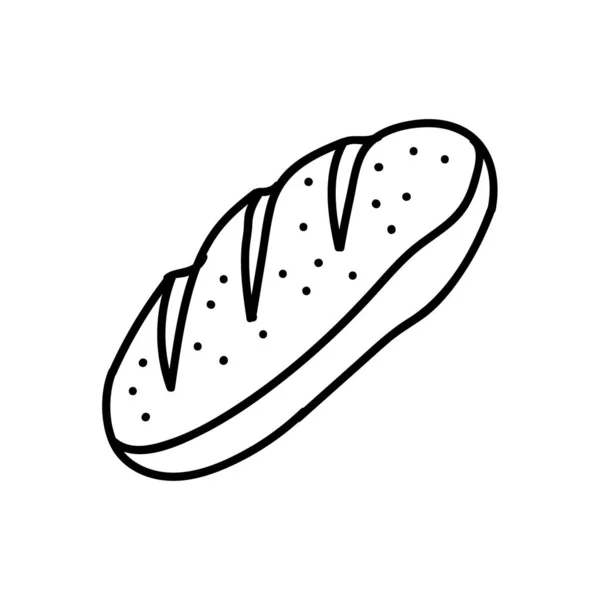 Икона Французского Хлеба Ручной Рисунок Вектора Редактируемая Линия — стоковый вектор