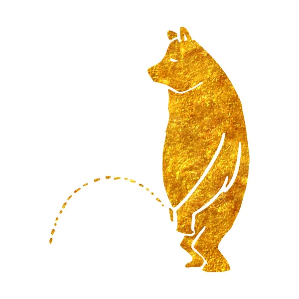 Χειροποίητη Αρκούδα Ούρηση Χρυσό Φύλλο Υφής Διανυσματική Απεικόνιση — Διανυσματικό Αρχείο