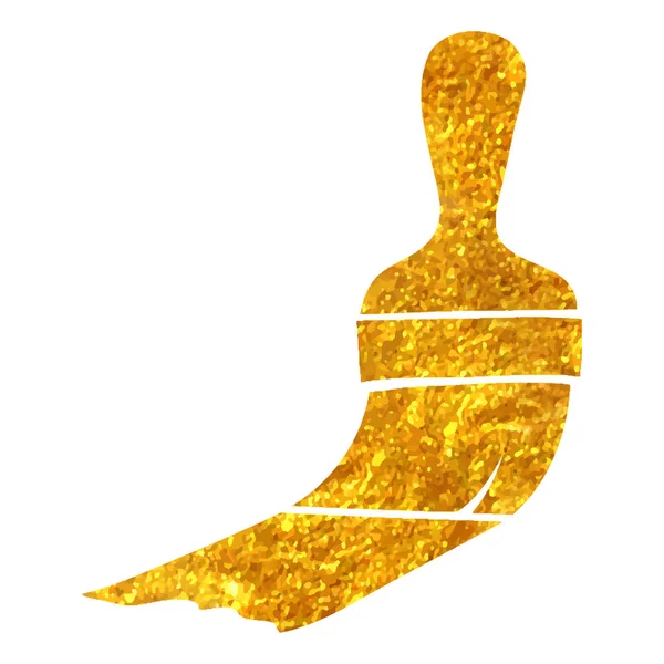 Handritad Färg Pensel Ikon Guld Folie Konsistens Vektor Illustration — Stock vektor