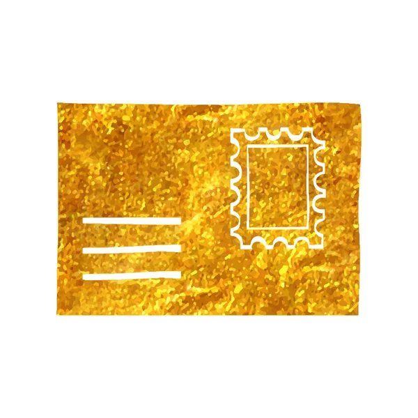 Handritad Kuvert Ikon Guld Folie Textur Vektor Illustration — Stock vektor