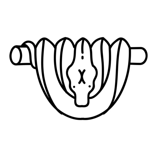 Икона Зеленого Дерева Питон Змея Ручной Рисунок Вектора Редактируемая Линия — стоковый вектор