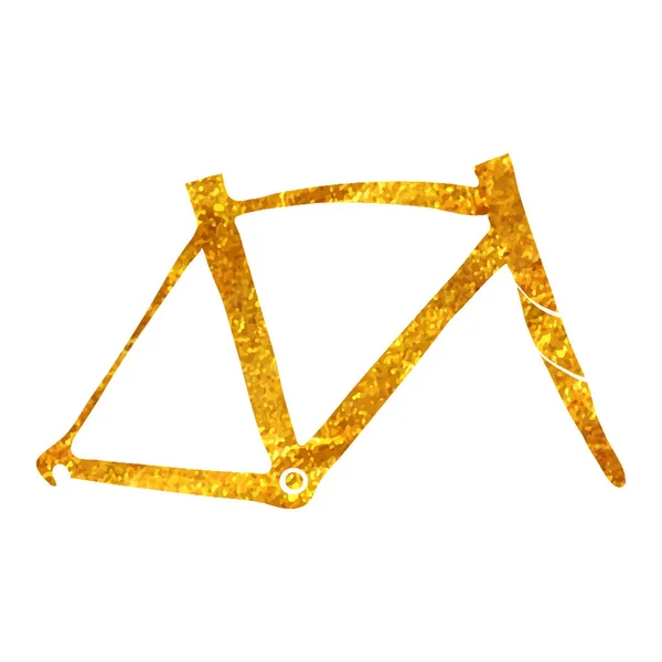 Ícone Moldura Bicicleta Desenhado Mão Ilustração Vetorial Textura Folha Ouro —  Vetores de Stock