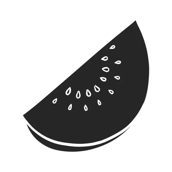 Met Hand Getekend Pictogram Fruit Snijd Hand Getrokken Watermeloen Meloen — Stockvector