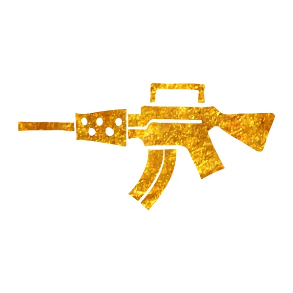 Hand Drawn Vintage Firearm Icon Gold Foil Texture Vector Illustration — Stock Vector