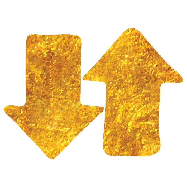 Handgezeichnete Pfeile Symbol Goldfolie Textur Vektor Illustration — Stockvektor