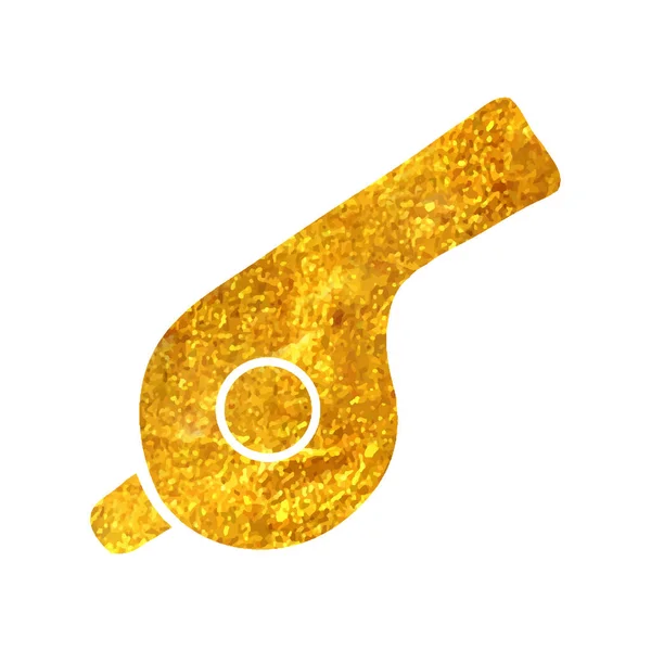 Ícone Assobio Desenhado Mão Ilustração Vetorial Textura Folha Ouro —  Vetores de Stock
