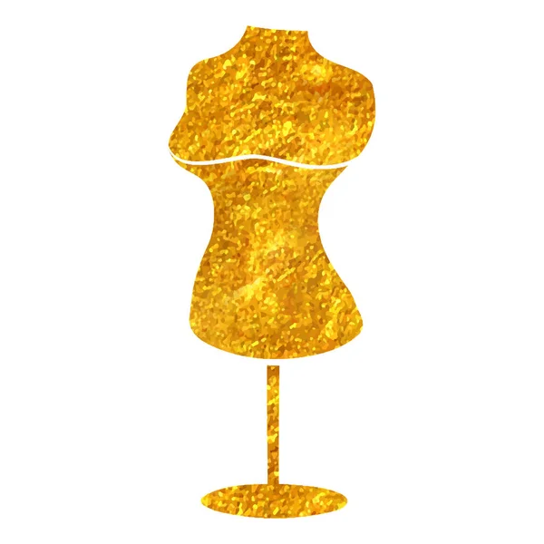 Handgezeichnete Schaufensterpuppe Symbol Goldfolie Textur Vektor Illustration — Stockvektor