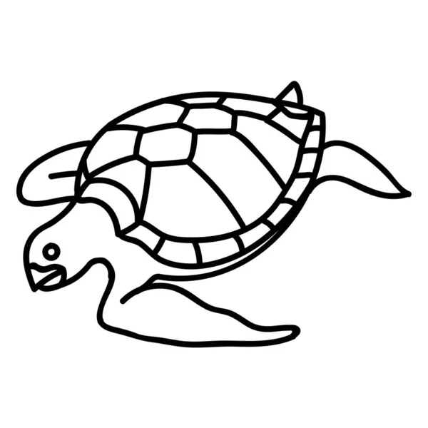 Icono Tortuga Marina Ilustración Vectorial Dibujada Mano Carrera Línea Editable — Vector de stock