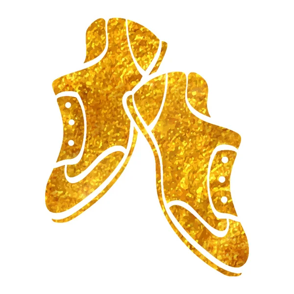 Icono Zapatos Dibujados Mano Lámina Oro Textura Vector Ilustración — Archivo Imágenes Vectoriales