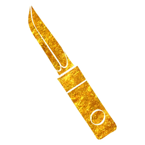 Ручной Рисунок Иконки Ножа Текстуре Золотой Фольги — стоковый вектор