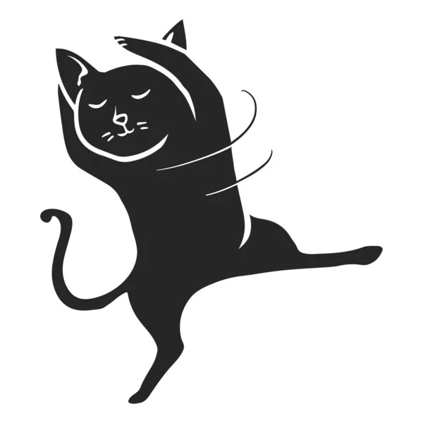 Icono Dibujado Mano Bailando Gato Ilustración Vectorial — Vector de stock