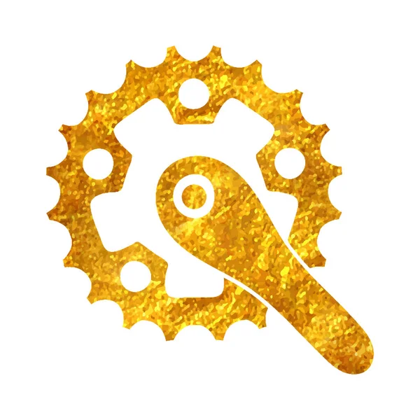 Χειροποίητο Εικονίδιο Σετ Μανιβέλα Ποδηλάτων Χρυσό Φύλλο Υφής Διανυσματική Απεικόνιση — Διανυσματικό Αρχείο