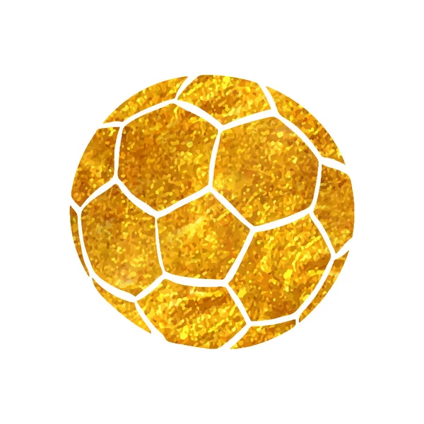 Icona Pallone Calcio Disegnata Mano Foglio Oro Texture Vettoriale Illustrazione — Vettoriale Stock