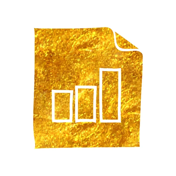 Kézzel Rajzolt Bar Chart Ikon Arany Fólia Textúra Vektor Illusztráció — Stock Vector