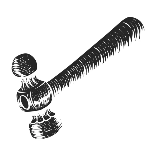 Handgezeichneter Kugelpinkel Hammer Holzschnitt Werkzeug Vektor Illustration — Stockvektor