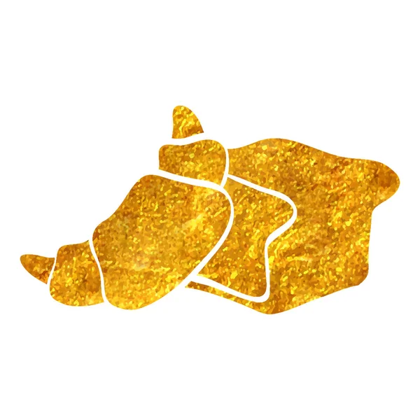 Icono Panadería Dibujado Mano Lámina Oro Textura Vector Ilustración — Vector de stock