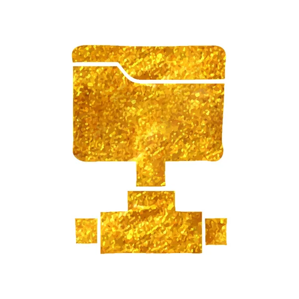 Handgezeichnetes Freigabeordner Symbol Goldfolie Textur Vektorillustration — Stockvektor