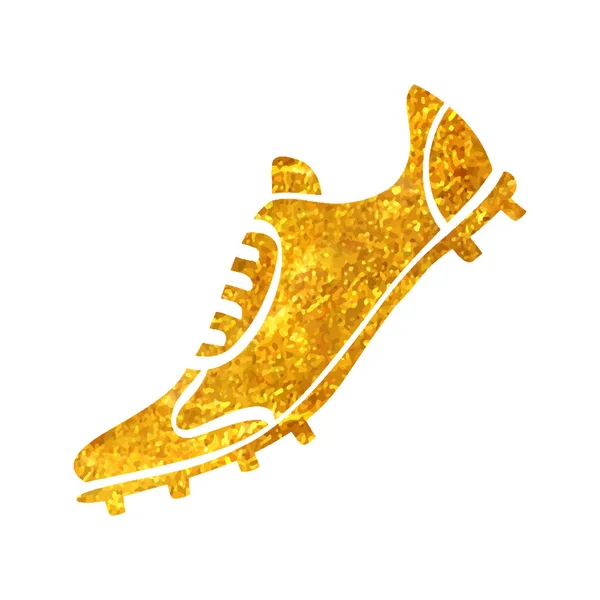 Ручной Рисунок Иконки Футбольная Обувь Золотой Фольге Текстура Вектор Иллюстрации — стоковый вектор