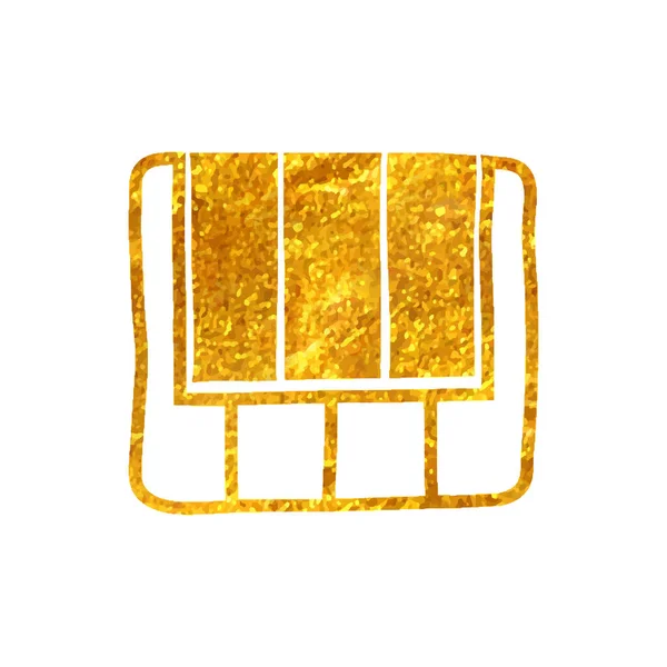 Handgezeichnetes Klaviertasten Symbol Goldfolie Textur Vektorillustration — Stockvektor