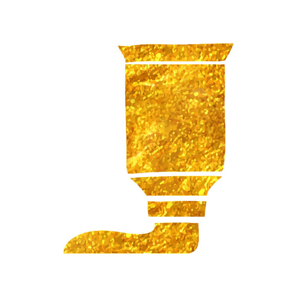 Ручной рисунок иконки трубки краски в текстуре золотой фольги