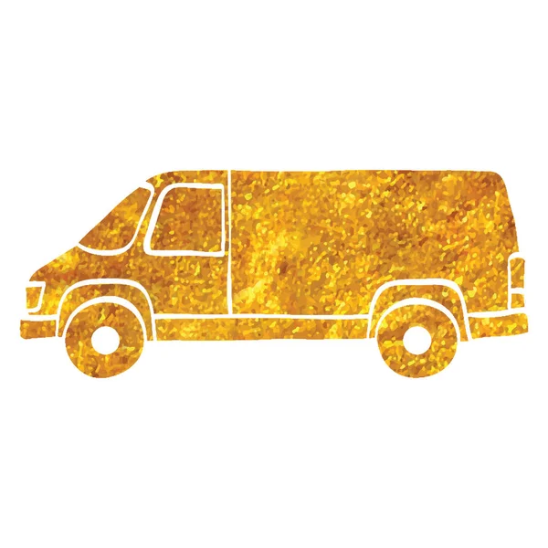 Χειροποίητο Εικονίδιο Αυτοκινήτου Χρυσό Φύλλο Υφής Διανυσματική Απεικόνιση — Διανυσματικό Αρχείο