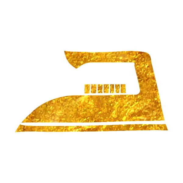 Ícone Ferro Desenhado Mão Folha Ouro Textura Ilustração Vetorial —  Vetores de Stock
