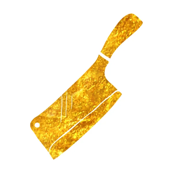 Handgezeichnetes Fleischermesser Symbol Goldfolie Textur Vektor Illustration — Stockvektor