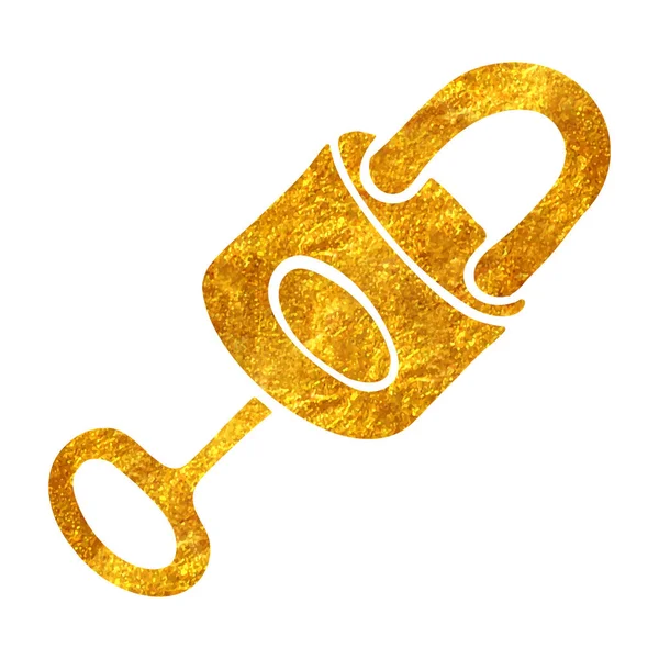 Ручний Намальований Ключ Замок Текстурі Золотої Фольги Векторні Ілюстрації — стоковий вектор