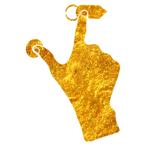 Handgezeichnetes Touchpad Fingergesten Symbol Goldfolie Textur Vektorillustration — Stockvektor