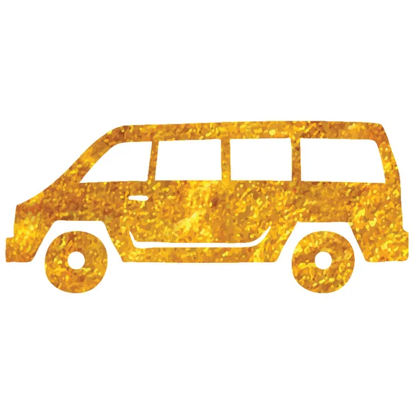 Ручной Рисунок Значка Автомобиля Рисунке Текстуры Золотой Фольги — стоковый вектор