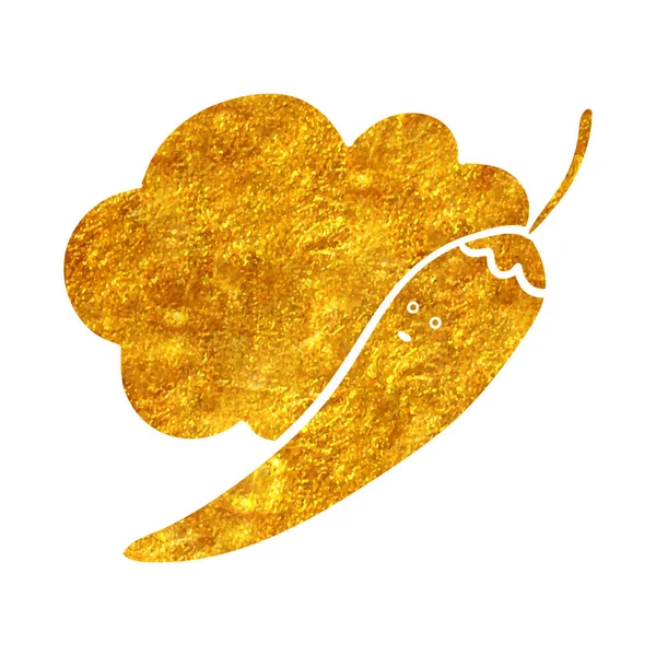 Ručně Kreslené Chilli Znaky Zlaté Fólii Textury Vektorové Ilustrace — Stockový vektor