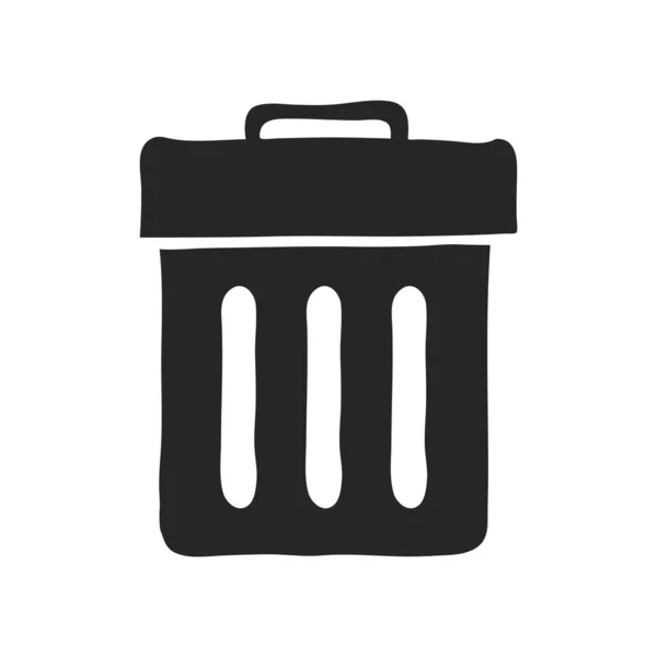 Ilustração Vetor Trash Bin Desenhado Mão —  Vetores de Stock