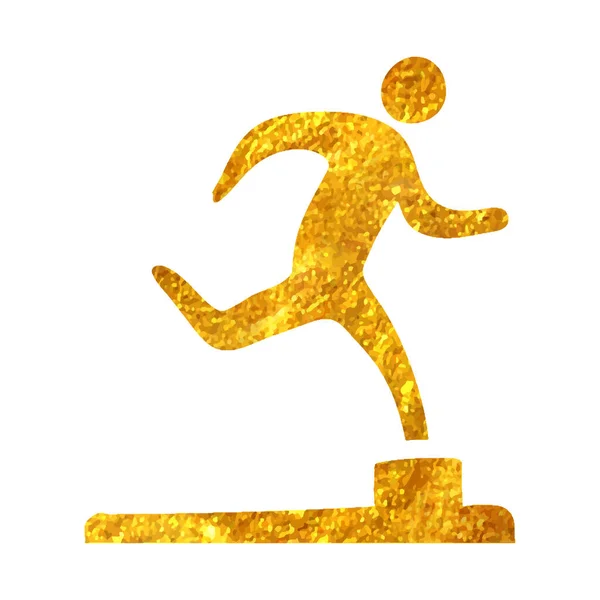 Icona Trofeo Atletico Disegnata Mano Lamina Oro Texture Vettoriale Illustrazione — Vettoriale Stock