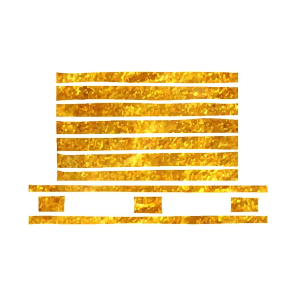Kézzel Rajzolt Nyomtatási Verem Ikon Firka Vázlatok Arany Fólia Textúra — Stock Vector