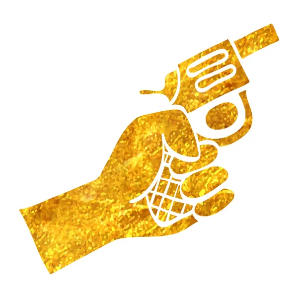 Ícone Arma Inicial Desenhado Mão Folha Ouro Textura Ilustração Vetorial — Vetor de Stock