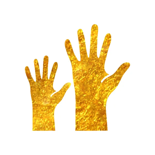 Mãos Desenhadas Mão Ícone Folha Ouro Textura Vetor Ilustração — Vetor de Stock