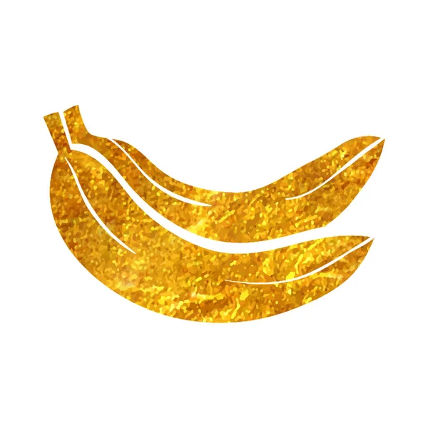 Handgetekende Banaan Tekens Goud Folie Textuur Vector Illustratie Rechtenvrije Stockillustraties