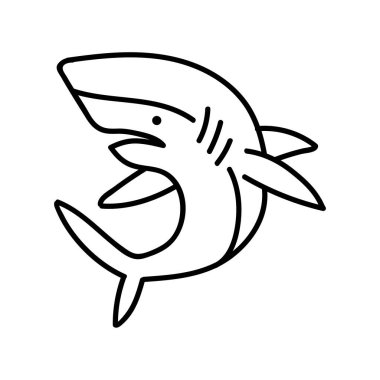 Köpekbalığı simgesi. El çizimi vektör çizimi. Düzenlenebilir satır vuruşu.