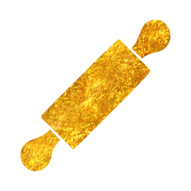 Elle çizilmiş ahşap silindir simgesi altın folyo doku çizimi