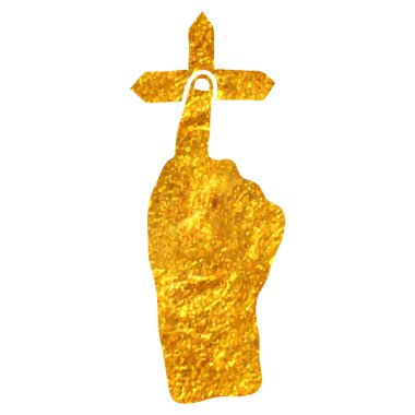 El çizimi dokunmatik parmak hareketi simgesi altın folyo doku çizimi