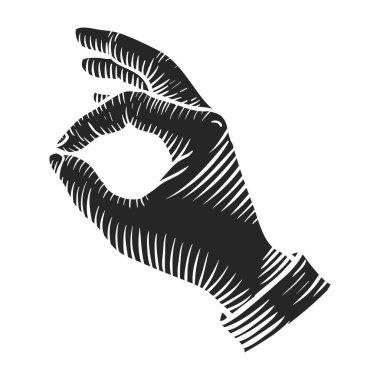 Baş parmak ve işaret parmağı çizimi kullanarak el çizimi tamam.