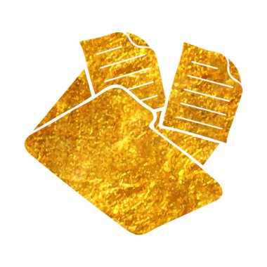 Altın folyo doku çizimi ile el çizimi Dizin simgesi