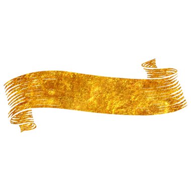 El çizimi kurdele bayrakları altın folyo doku illüstrasyonunda vintage elementler