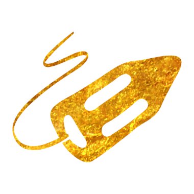 Altın folyo doku çizimi ile el çizimi kurtarma tüpü simgesi